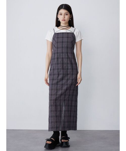 MURUA（ムルーア）の「【WEB限定】2WAYチェックキャミワンピース（ワンピース・レディース・ブラック/グレー/グリーン・FREE）」の20枚目の写真