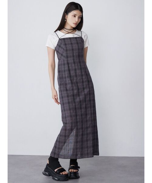 MURUA（ムルーア）の「【WEB限定】2WAYチェックキャミワンピース（ワンピース・レディース・ブラック/グレー/グリーン・FREE）」の21枚目の写真