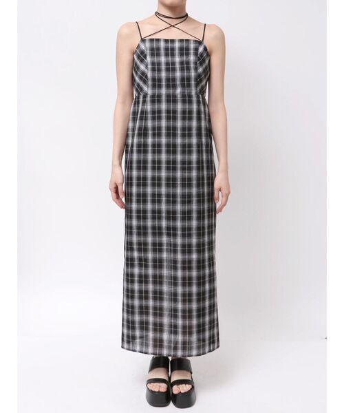 MURUA(ムルーア)の「【WEB限定】2WAYチェックキャミワンピース(ワンピース・レディース・ブラック/グレー/グリーン・FREE)」の4枚目の写真