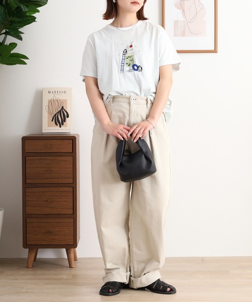 Emago(イマゴ)の「EMAGO クリームソーダ刺繍ドルマンTシャツ(Tシャツ/カットソー・レディース・ホワイト×ブルー/アイボリー/ネイビー・FREE)」の22枚目の写真