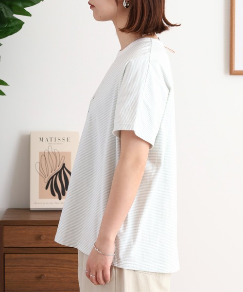 Emago(イマゴ)の「EMAGO クリームソーダ刺繍ドルマンTシャツ(Tシャツ/カットソー・レディース・ホワイト×ブルー/アイボリー/ネイビー・FREE)」の16枚目の写真