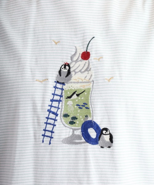 クリームソーダ刺繍ドルマンTシャツ emago ナチュラル カジュアル 大人 かわいい 北欧 Tシャツ　クリームソーダ Emago tシャツ EMAGO クリームソーダ刺繍ドルマンTシャツ
