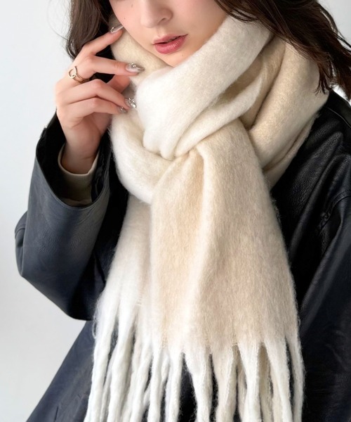 セール】絶妙MIXカラーが使いやすい♪ バイカラー起毛マフラー