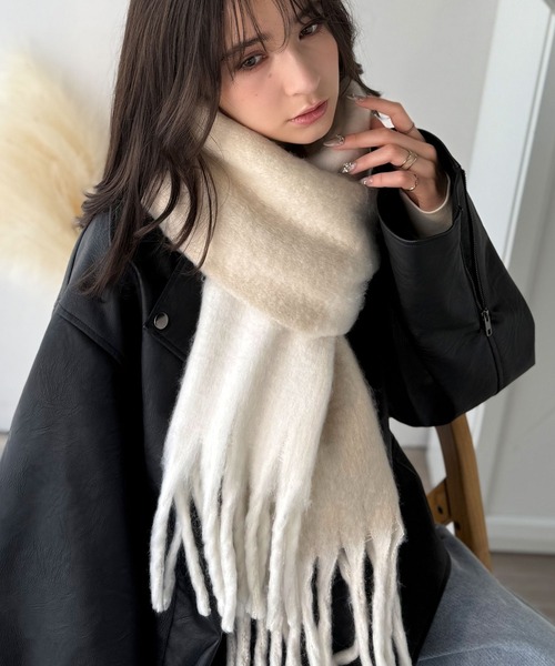 セール】絶妙MIXカラーが使いやすい♪ バイカラー起毛マフラー