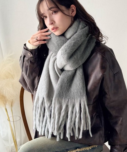 セール】絶妙MIXカラーが使いやすい♪ バイカラー起毛マフラー