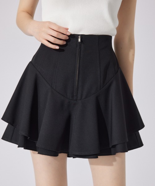 新品rienda レイヤードヘムコルセットスカート〔インパン有り〕 セール】【AKB48 秋山由奈さん着用】レイヤードヘムコルセット