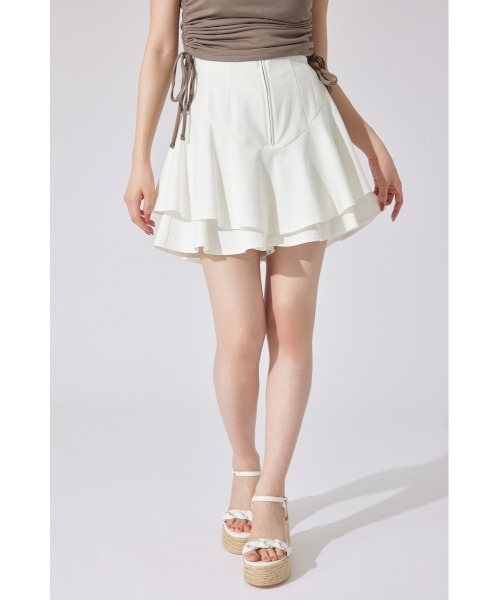 美品【AKB48秋山由奈さん着用レイヤードヘムコルセットスコートショートパンツ AKB48 秋山由奈さん着用】レイヤードヘムコルセットスコート