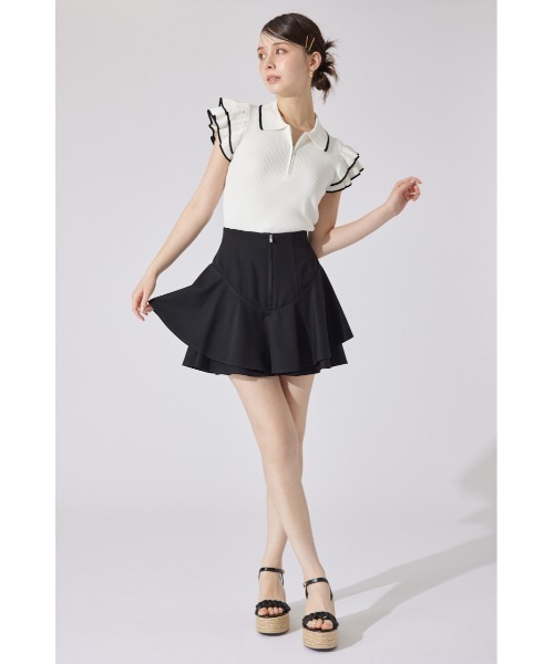 新品rienda レイヤードヘムコルセットスカート〔インパン有り〕 rienda スカート 「AKB48 秋山由奈さん着用」レイヤードヘム
