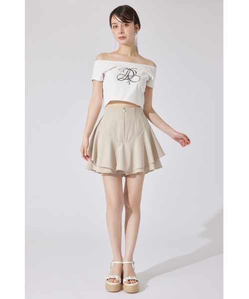 新品rienda レイヤードヘムコルセットスカート〔インパン有り〕 rienda スカート 「AKB48 秋山由奈さん着用」レイヤードヘム