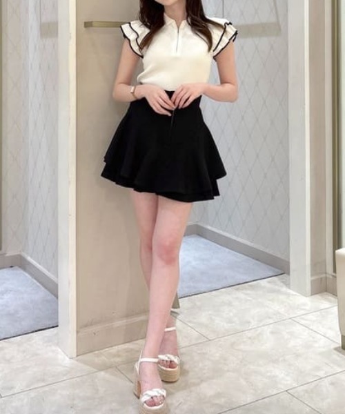 AKB48 秋山由奈さん着用】レイヤードヘムコルセットスコート