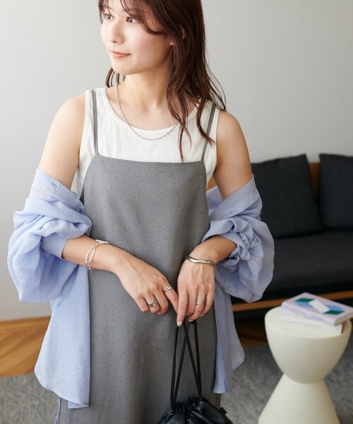 DISCOAT(ディスコート)の「【WEB限定】リネンライクキャミワンピース(ワンピース・レディース・ブラック/グレー/モカ/グレイッシュベージュ/オレンジ/サンドベージュ/ダークグレー・FREE)」の2枚目の写真