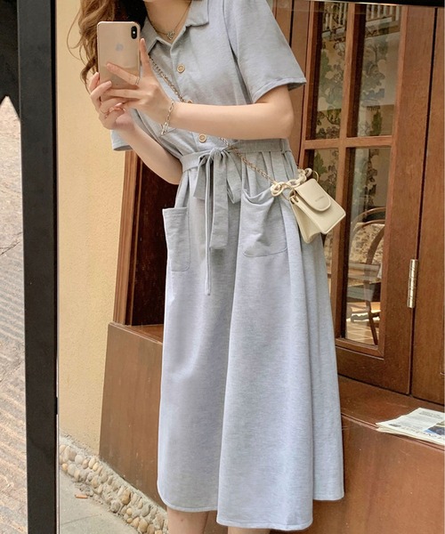 MAISON DE THERESE(メゾン ド テレーズ)の「ポロカラー ベルト付き ワンピース(ワンピース・レディース・グレー/ライトベージュ/ブラック・S/M/L)」の9枚目の写真