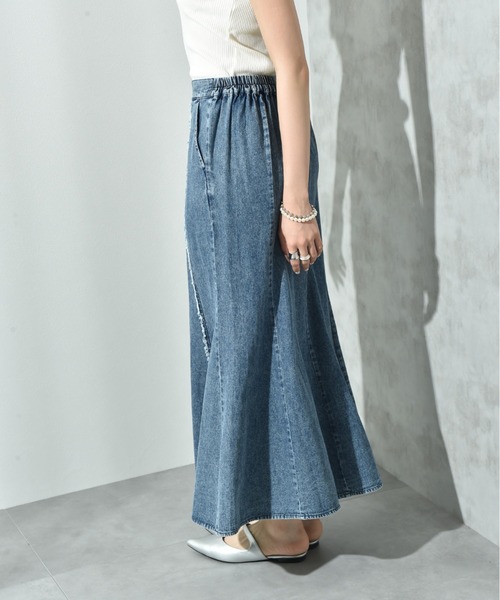 INTERPLANET（インタープラネット）の「フリンジ切替デニムスカート（デニムスカート・レディース・ライトブルー/ブラック・FREE）」の9枚目の写真