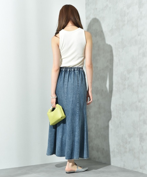 INTERPLANET（インタープラネット）の「フリンジ切替デニムスカート（デニムスカート・レディース・ライトブルー/ブラック・FREE）」の5枚目の写真