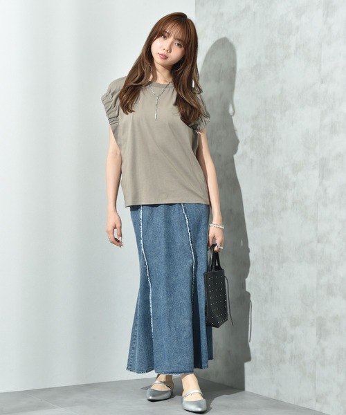 INTERPLANET（インタープラネット）の「フリンジ切替デニムスカート（デニムスカート・レディース・ライトブルー/ブラック・FREE）」の17枚目の写真