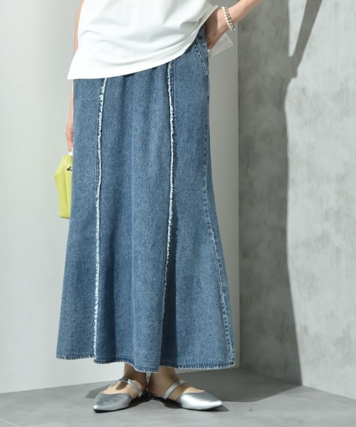 INTERPLANET（インタープラネット）の「フリンジ切替デニムスカート（デニムスカート・レディース・ライトブルー/ブラック・FREE）」の18枚目の写真