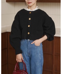 moi tytto（モイテュット）の「ニュアンスボタンノーカラーニットカーディガン（カーディガン/ボレロ）」