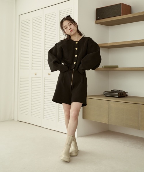 moi tytto（モイテュット）の「ニュアンスボタンノーカラーニットカーディガン（カーディガン/ボレロ・レディース・ナチュラル/ブラック/ベージュ・FREE）」の14枚目の写真