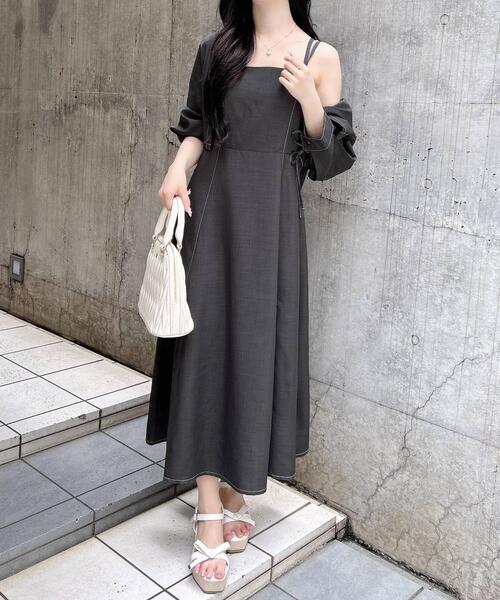 INGNI（イング）の「ドロストシャツ＋ワンピース／セットアップ（セットアップ・レディース・アイボリー/ブラック/チャコールグレー/ブラウン・M）」の3枚目の写真