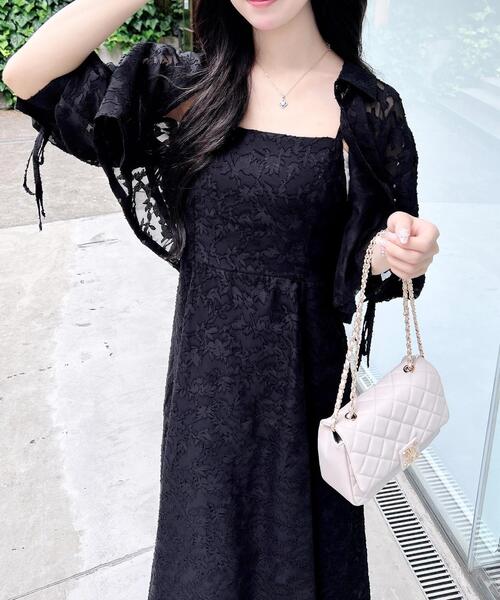 INGNI（イング）の「ドロストシャツ＋ワンピース／セットアップ（セットアップ・レディース・アイボリー/ブラック/チャコールグレー/ブラウン・M）」の2枚目の写真