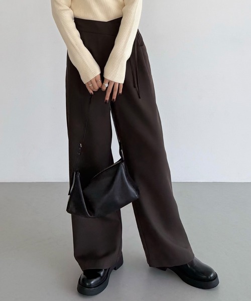 callautia(カラウティア)の「薄手ラップリボンスラックスパンツ(裏地無し)(スラックス・レディース・ライトベージュ/ブラック/チャコール/ダークベージュ/ダークブラウン・LARGE/MEDIUM/SMALL/MT/X-LARGE)」の21枚目の写真