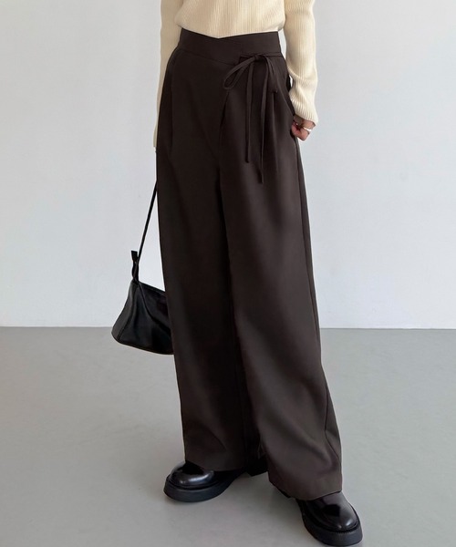 callautia(カラウティア)の「薄手ラップリボンスラックスパンツ(裏地無し)(スラックス・レディース・ライトベージュ/ブラック/チャコール/ダークベージュ/ダークブラウン・LARGE/MEDIUM/SMALL/MT/X-LARGE)」の22枚目の写真