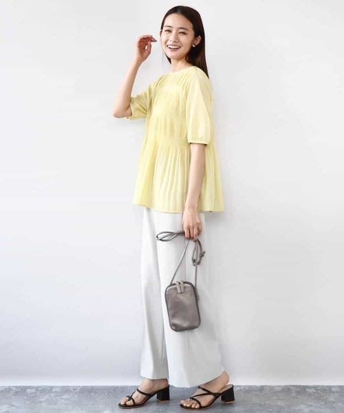 MK MICHEL KLEIN(エムケーミッシェルクラン)の「センタープレス入りストレートワイドパンツ/UVカット/接触冷感/速乾/洗える(その他パンツ・レディース・ライトグレー/カーキ・38)」の16枚目の写真