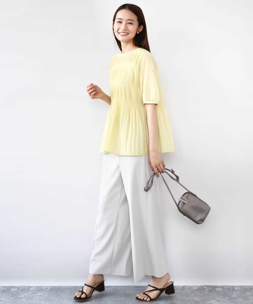 MK MICHEL KLEIN(エムケーミッシェルクラン)の「センタープレス入りストレートワイドパンツ/UVカット/接触冷感/速乾/洗える(その他パンツ・レディース・ライトグレー/カーキ・38)」の17枚目の写真