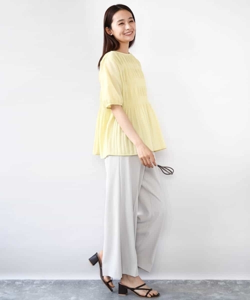 MK MICHEL KLEIN(エムケーミッシェルクラン)の「センタープレス入りストレートワイドパンツ/UVカット/接触冷感/速乾/洗える(その他パンツ・レディース・ライトグレー/カーキ・38)」の18枚目の写真