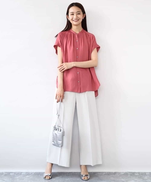 MK MICHEL KLEIN(エムケーミッシェルクラン)の「センタープレス入りストレートワイドパンツ/UVカット/接触冷感/速乾/洗える(その他パンツ・レディース・ライトグレー/カーキ・38)」の19枚目の写真