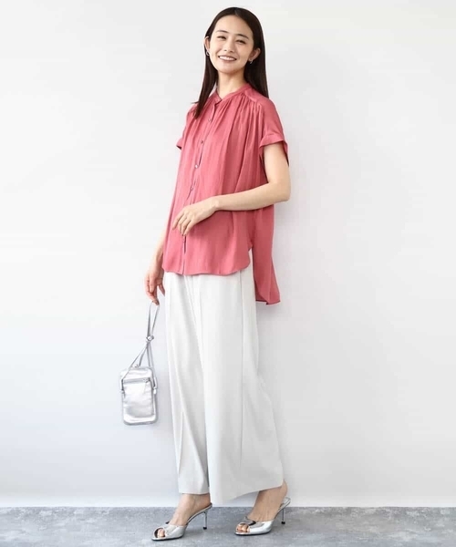 MK MICHEL KLEIN(エムケーミッシェルクラン)の「センタープレス入りストレートワイドパンツ/UVカット/接触冷感/速乾/洗える(その他パンツ・レディース・ライトグレー/カーキ・38)」の20枚目の写真