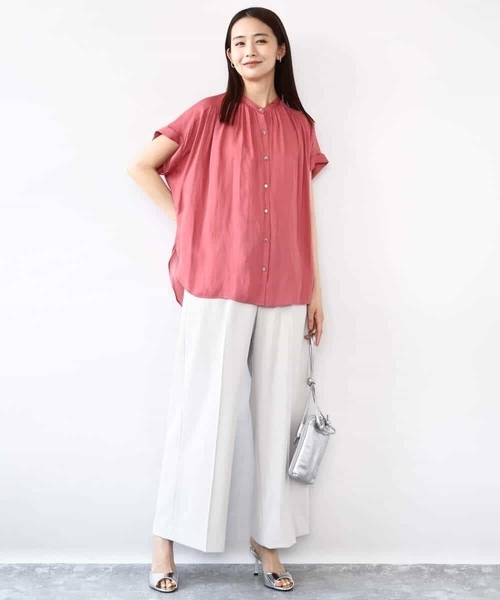 MK MICHEL KLEIN(エムケーミッシェルクラン)の「センタープレス入りストレートワイドパンツ/UVカット/接触冷感/速乾/洗える(その他パンツ・レディース・ライトグレー/カーキ・38)」の21枚目の写真