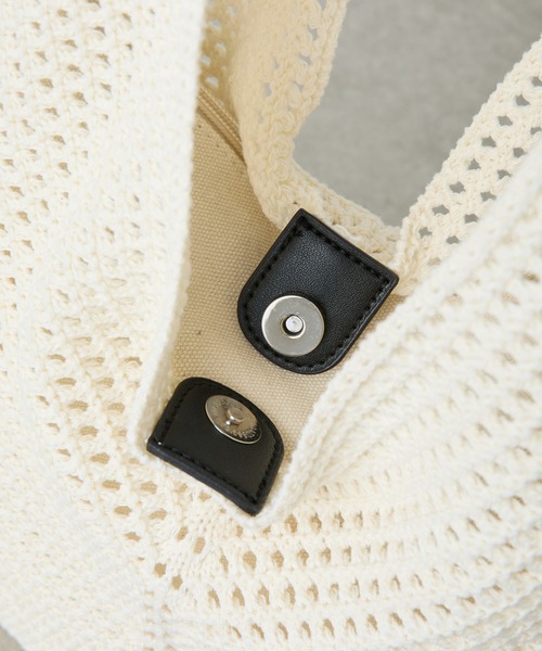 PAPILLONNER（パピヨネ）の「メッシュラウンドバッグ（ショルダーバッグ・レディース・アイボリー/ブラック・FREE）」の17枚目の写真
