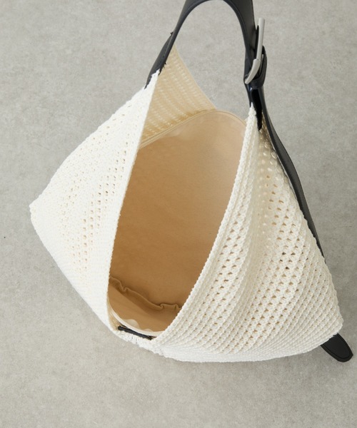 PAPILLONNER（パピヨネ）の「メッシュラウンドバッグ（ショルダーバッグ・レディース・アイボリー/ブラック・FREE）」の18枚目の写真