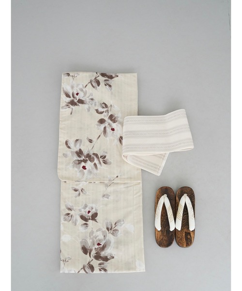 Y❤︎utatane×Acka 浴衣3set 山茶花 white utatane×Acka.］kids 山茶花 white（lame）浴衣3set – Acka