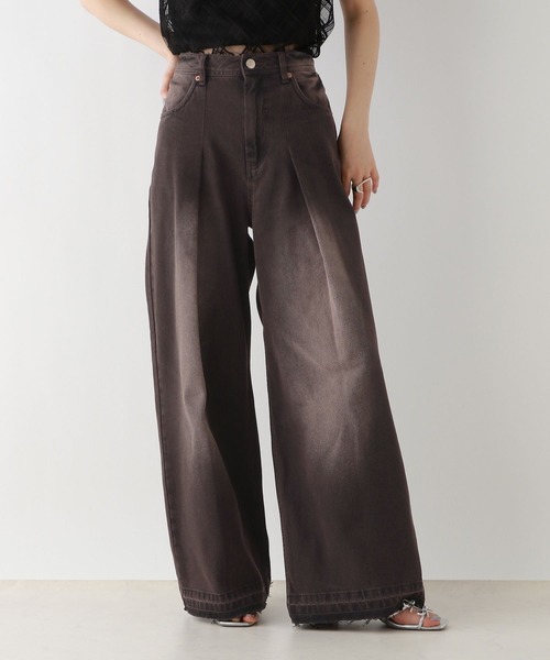 RAGEBLUE（レイジブルー）の「ヴィンテージライク/オーバーダイワイドデニムパンツ（デニムパンツ・レディース・ライトブルー/ブラック・SMALL/MEDIUM）」の5枚目の写真