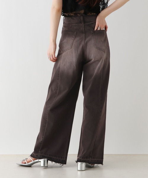 RAGEBLUE（レイジブルー）の「ヴィンテージライク/オーバーダイワイドデニムパンツ（デニムパンツ・レディース・ライトブルー/ブラック・SMALL/MEDIUM）」の7枚目の写真