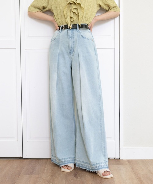 RAGEBLUE（レイジブルー）の「ヴィンテージライク/オーバーダイワイドデニムパンツ（デニムパンツ・レディース・ライトブルー/ブラック・SMALL/MEDIUM）」の11枚目の写真