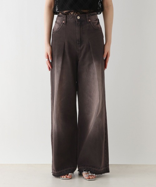 RAGEBLUE（レイジブルー）の「ヴィンテージライク/オーバーダイワイドデニムパンツ（デニムパンツ・レディース・ライトブルー/ブラック・SMALL/MEDIUM）」の12枚目の写真