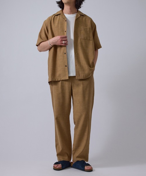 LE CERCLE par rope'（ルセルクルパーロペ）の「リネンブレンドストレートイージーパンツ/セットアップ対応/軽量/イージーケア（その他パンツ・メンズ・チャコールグレー/ベージュ系その他/キャメル・M/L/LL）」の8枚目の写真