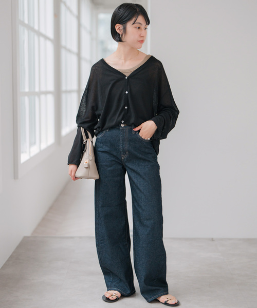 Spick & Span（スピックアンドスパン）の「シアーカーディガン（カーディガン/ボレロ・レディース・ブラック/ホワイト×ホワイト/ブルー/ネイビー・FREE）」の5枚目の写真