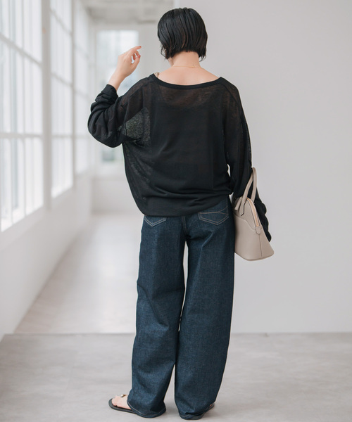 Spick & Span（スピックアンドスパン）の「シアーカーディガン（カーディガン/ボレロ・レディース・ブラック/ホワイト×ホワイト/ブルー/ネイビー・FREE）」の14枚目の写真