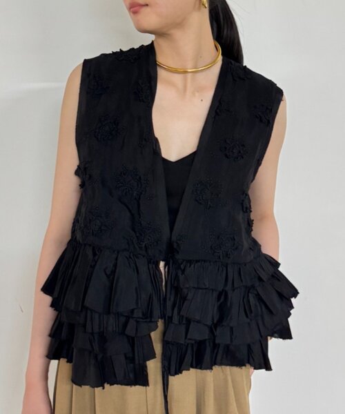 セール】crinkle frill rayon shantung vest（ベスト