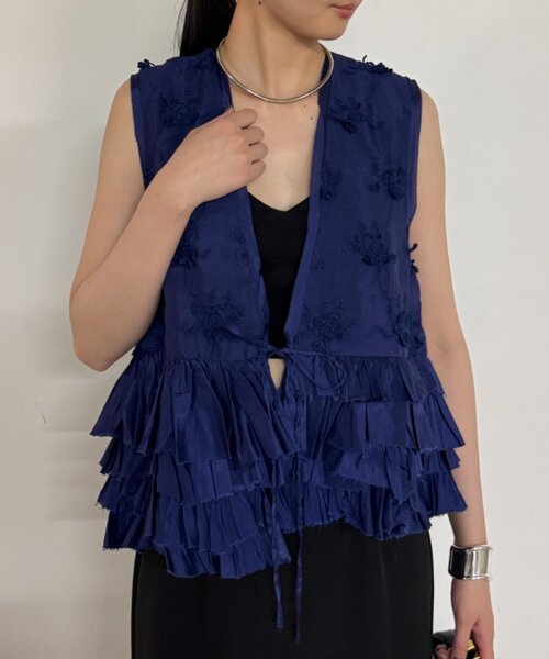 セール】crinkle frill rayon shantung vest（ベスト