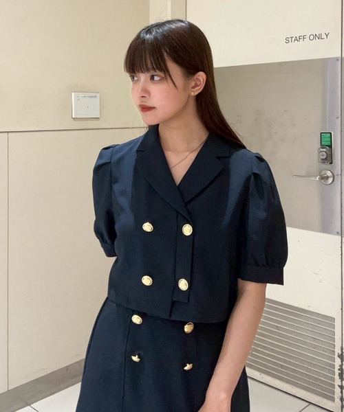 REDYAZEL(レディアゼル)の「【セットアップ可能】レイヤードダブルボタンミニスカート(スカート・レディース・ベージュ/ネイビー/ミント・SMALL/MEDIUM)」の22枚目の写真
