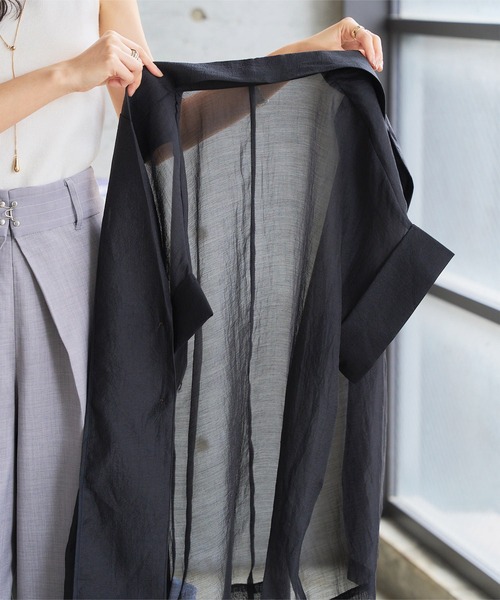 KOBE LETTUCE(コウベレタス)の「半袖シアーテーラードジャケット(テーラードジャケット・レディース・アイボリー/ブラック/ブラウン・M)」の15枚目の写真