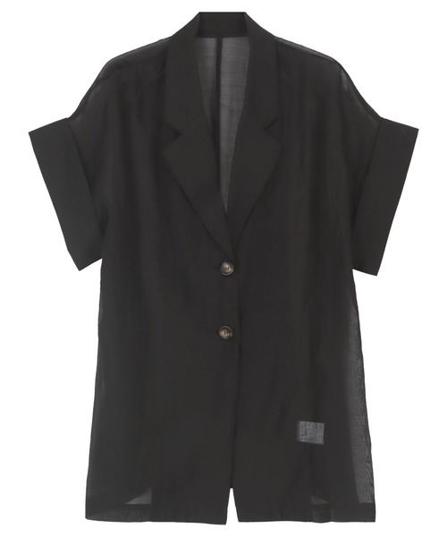 KOBE LETTUCE(コウベレタス)の「半袖シアーテーラードジャケット(テーラードジャケット・レディース・アイボリー/ブラック/ブラウン・M)」の19枚目の写真