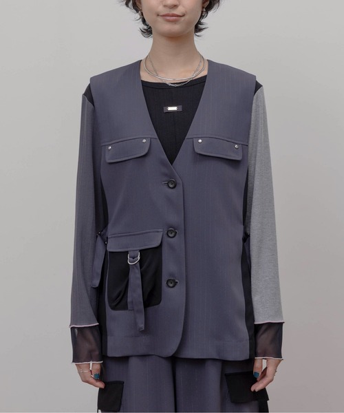 Eimee Law(エイミーロウ)の「ラメストライプミリタリーベスト(ベスト・レディース・スミクロ/ベージュ・FREE)」の10枚目の写真