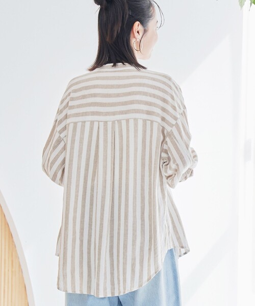 coen(コーエン)の「【追加】リネンレーヨンバンドカラーシャツ(シャツ/ブラウス・レディース・ブラック/ナチュラル/その他1/その他2/クリーム・M/L)」の10枚目の写真
