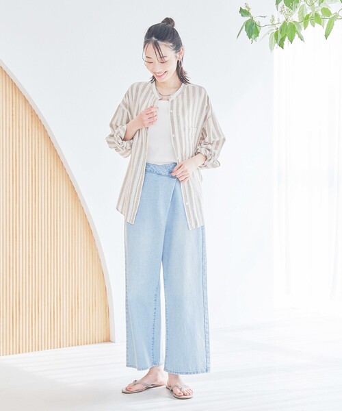 coen(コーエン)の「【追加】リネンレーヨンバンドカラーシャツ(シャツ/ブラウス・レディース・ブラック/ナチュラル/その他1/その他2/クリーム・M/L)」の12枚目の写真